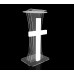 FixtureDisplays® Clear Acrylic Lucite Podium Pulpit Lectern w/ white Plexiglass Church cross LED Light 11673+1803-1